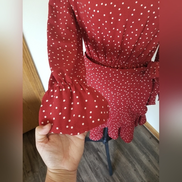 Polkadot Ruffle Wrap Dress - Picture 3 of 4